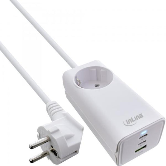 InLine Alimentatore USB, caricatore GaN, 2x USB-C, 1x USB-A, PD 3.0