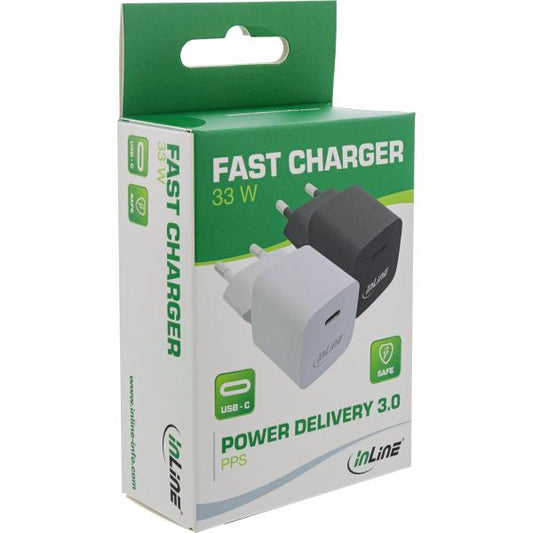 InLine Caricatore USB singolo USB-C, Power Delivery, PPS, 33W, nero