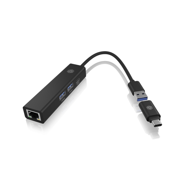 ICY BOX IB-HUB1439-LAN Cablato USB 3.2 Gen 1 (3.1 Gen 1) Type-A Nero