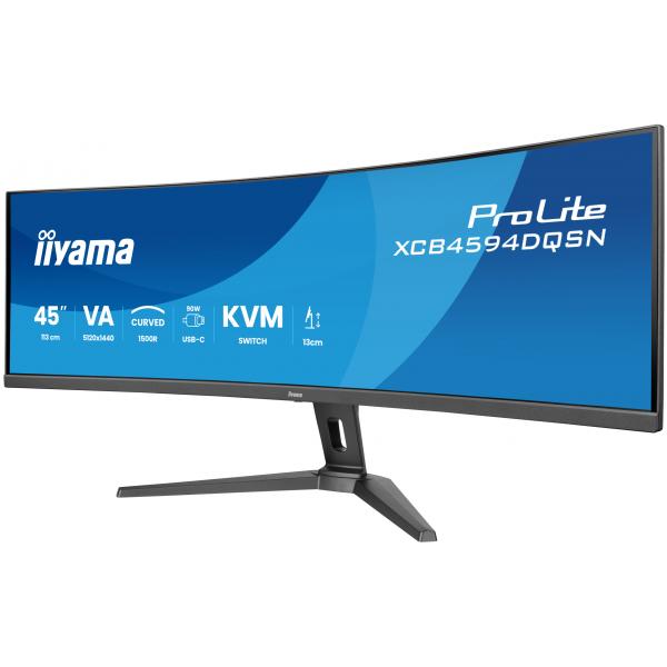 iiyama G-MASTER 45LCD Curved Bus. UWQHD Monitor PC 113 cm [44.5] 5120 x 1440 Pixel Dual QHD LED Nero (iiyama ProLite XCB4594DQSN-B1 - Monitor a LED - curvato - 44.5 - 5120 x 1440 Dual Quad HD @ 165 H