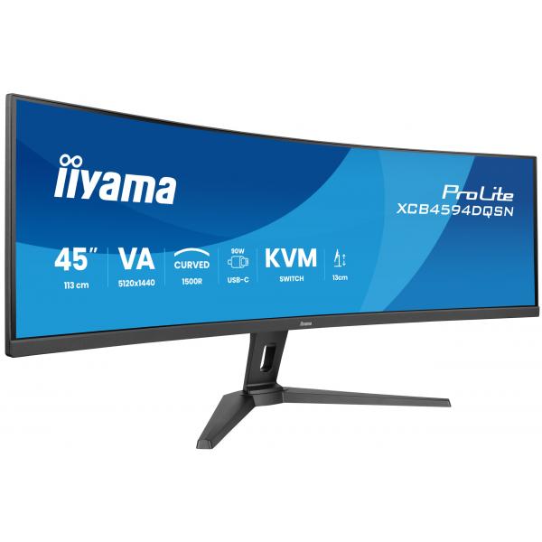 iiyama G-MASTER 45LCD Curved Bus. UWQHD Monitor PC 113 cm [44.5] 5120 x 1440 Pixel Dual QHD LED Nero (iiyama ProLite XCB4594DQSN-B1 - Monitor a LED - curvato - 44.5 - 5120 x 1440 Dual Quad HD @ 165 H