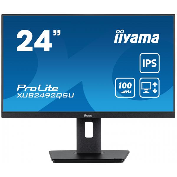 iiyama ProLite XUB2492QSU-B1 Monitor PC 60,5 cm [23.8] 2560 x 1440 Pixel Quad HD LED Nero (24 PROLITE XUB2492QSU-B1 24 WQHD IPS - 24 Black LED Monitor Full HD Height Adjustable DisplayPort USB