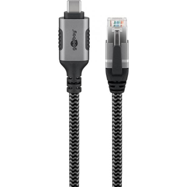 Goobay 70753 adattatore per inversione del genere dei cavi USB C RJ-45 Nero, Argento