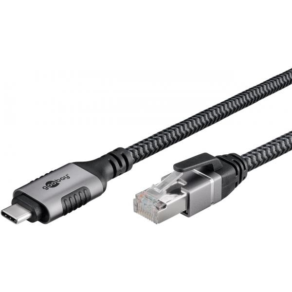 Goobay 70753 adattatore per inversione del genere dei cavi USB C RJ-45 Nero, Argento