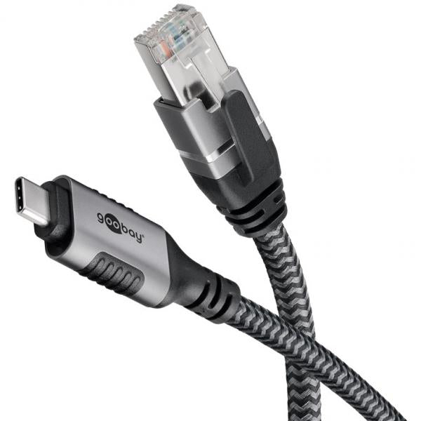 Goobay 70754 adattatore per inversione del genere dei cavi USB C RJ-45 Nero, Argento