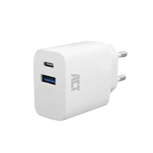 ACT AC2122 Caricabatterie per dispositivi mobili Universale Bianco AC Ricarica rapida Auto