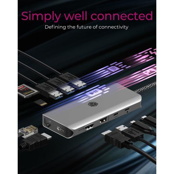 ICY BOX IB-DK4061-CPD Cablato USB 3.2 Gen 1 (3.1 Gen 1) Type-C Grigio