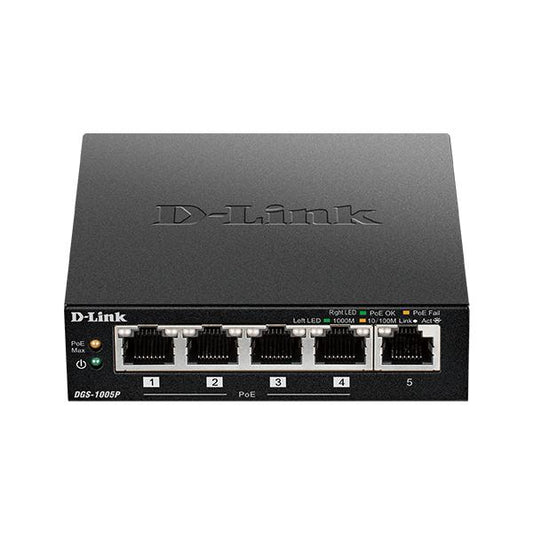 D-Link DGS-1005P/E switch di rete Non gestito L2 Gigabit Ethernet (10/100/1000) Supporto Power over Ethernet (PoE) Nero