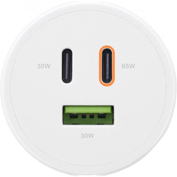 InLine Alimentatore USB PD, caricatore GaN, 3 porte, doppio USB-C + USB-A, 65W