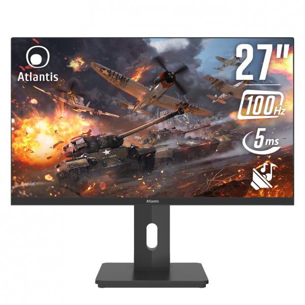 MONITOR ATLANTIS GAMING LED 27" WIDE A05-UX27IF-VHDM IPS 1920X1080 5MS 270CD/M 1.000:1 VESA MM PIVOT REG. H DP HDMI VGA BLACK