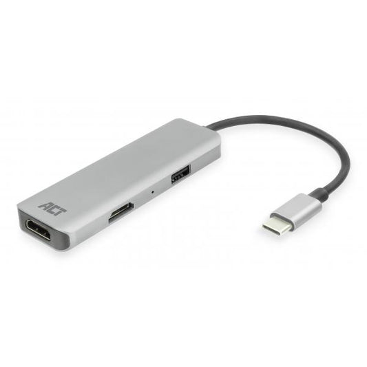 ACT AC7013 replicatore di porte e docking station per laptop Cablato USB 3.2 Gen 1 (3.1 Gen 1) Type-C Nero, Grigio
