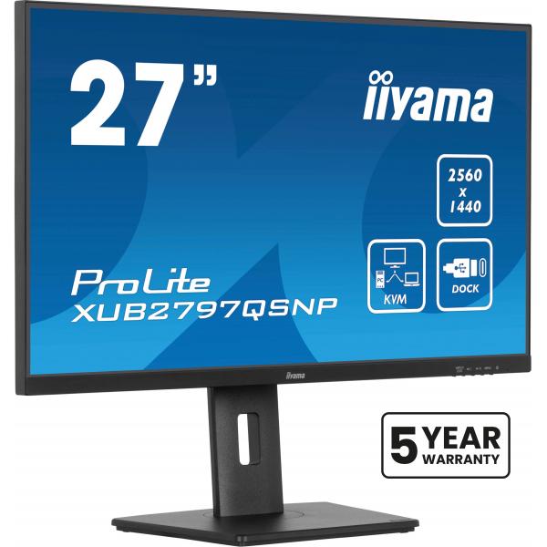 iiyama ProLite XUB2797QSNP-B1 Monitor PC 68,6 cm [27] 2560 x 1440 Pixel Quad HD LED Nero (IIYAMA XUB2797QSNP-B1 27IN IPS - LCD 1MS 2560X1440 300 CD/M2 RJ45)