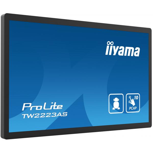 iiyama TW2223AS-B2 visualizzatore di messaggi Pannello piatto interattivo 54,6 cm [21.5] Wi-Fi 400 cd/m Full HD Nero Touch screen Processore integrato Android 12 24/7 (iiyama TW2223AS-B2 Signage Di
