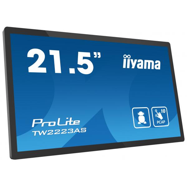 iiyama TW2223AS-B2 visualizzatore di messaggi Pannello piatto interattivo 54,6 cm [21.5] Wi-Fi 400 cd/m Full HD Nero Touch screen Processore integrato Android 12 24/7 (iiyama TW2223AS-B2 Signage Di