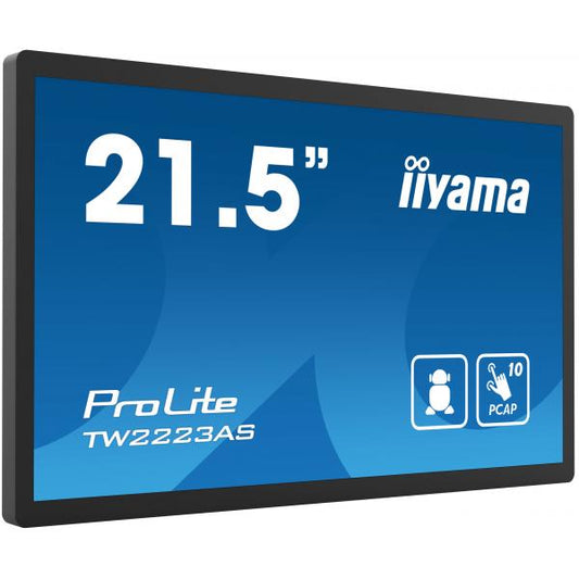 iiyama TW2223AS-B2 visualizzatore di messaggi Pannello piatto interattivo 54,6 cm [21.5] Wi-Fi 400 cd/m Full HD Nero Touch screen Processore integrato Android 12 24/7 (iiyama TW2223AS-B2 Signage Di