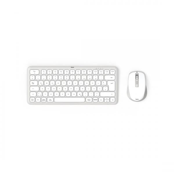 Hama WKM-500 tastiera Mouse incluso Casa USB + RF Wireless + Bluetooth QWERTZ Tedesco Grigio, Bianco