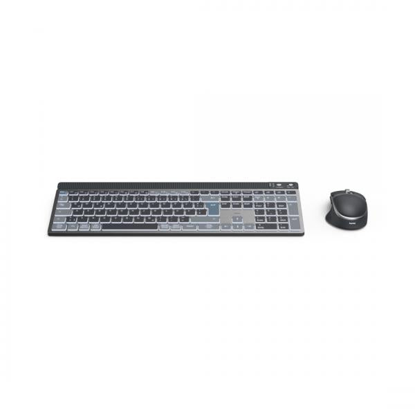 Hama WKM-750 tastiera Mouse incluso Casa/ufficio Bluetooth QWERTZ Tedesco Antracite, Nero, Blu