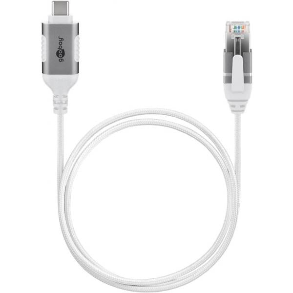 Goobay 74392 adattatore per inversione del genere dei cavi USB 3.1 type A RJ45 Bianco