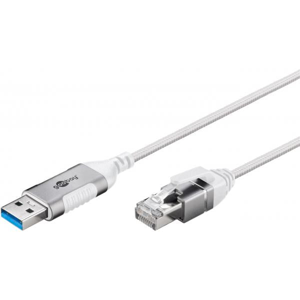 Goobay 74384 adattatore per inversione del genere dei cavi USB 3.0 type A RJ45 Bianco