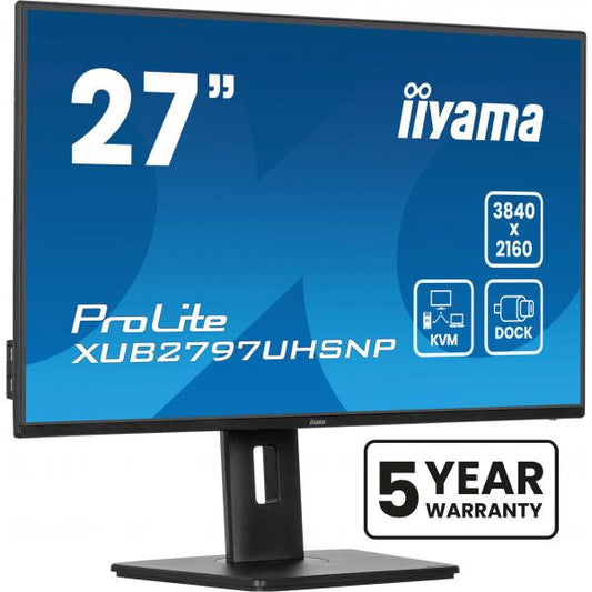 iiyama ProLite XUB2797UHSNP-B1 Monitor PC 68,6 cm [27] 3840 x 2160 Pixel 4K Ultra HD LED Nero (iiyama ProLite XUB2797UHSNP-B1 - Monitor a LED - 27 - 3840 x 2160 4K @ 60 Hz - IPS - 350 cd/m? - 1300:1