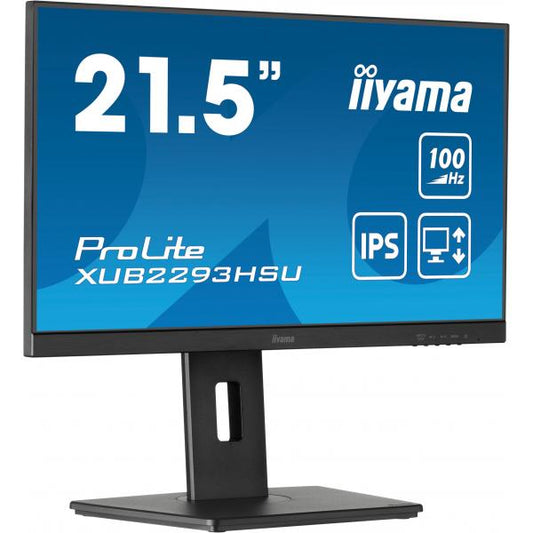 iiyama ProLite XUB2293HSU-B7 Monitor PC 54,6 cm [21.5] 1920 x 1080 Pixel Full HD LED Nero (iiyama PROLITE XUB2293HSU-B7 22 inch IPS Monitor, Full HD, 1ms, USB Hub, HDMI, DisplayPort, Freesync, 100Hz,