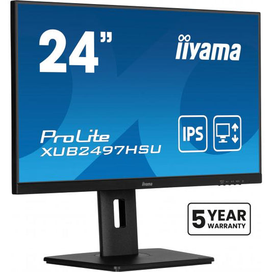 iiyama XUB2497HSU-B2 Monitor PC 60,5 cm [23.8] 1920 x 1080 Pixel Full HD LED Nero (23.8IN ULTRA MINCE DALLE IPS - 1920X1080 1MS 1300:1 1XHDMI 1XDI)
