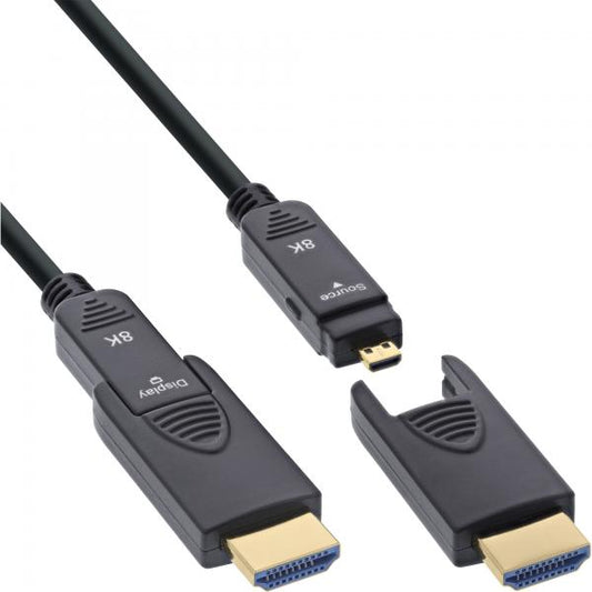 InLine Cavo HDMI AOC, cavo HDMI Ultra High Speed, 8K4K, spina staccabile, 15m