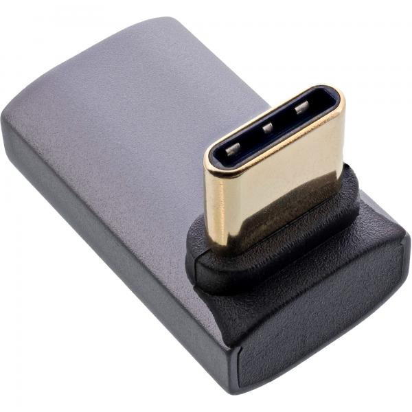 InLine Adattatore USB4, spina/presa USB-C angolata sopra/sotto, grigio