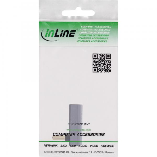 InLine Adattatore USB4, spina/presa USB-C angolata sopra/sotto, grigio
