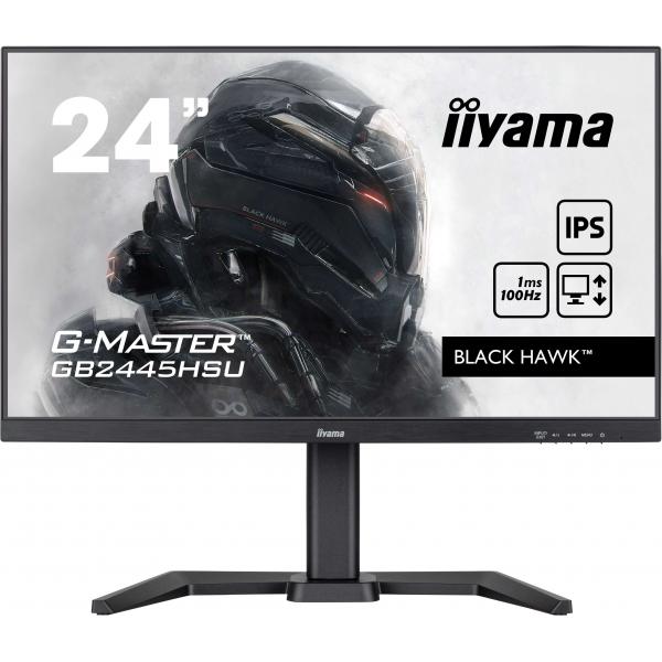 iiyama G-MASTER GB2445HSU-B2 LED display 58,4 cm [23] 1920 x 1080 Pixel Full HD Nero (24 G-MASTER GB2445HSU-B2 Monitor - 24 Black IPS Monitor Height Adjustable DisplayPort USB and HDMI)