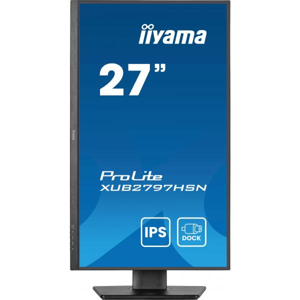 iiyama ProLite XUB2797HSN-B2 Monitor PC 68,6 cm [27] 1920 x 1080 Pixel Full HD LED Nero (iiyama ProLite XUB2797HSN-B2 27 Inch Full HD IPS Monitor, Matte Black, USB-C Dock, RJ45, 100 Hz, 1x HDMI, 1x D