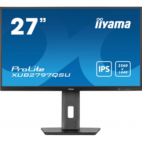 iiyama ProLite XUB2797QSU-B2 Monitor PC 68,6 cm [27] 2560 x 1440 Pixel Quad HD LED Nero (27 ProLite XUB2797QSU-B2 - 27 QHD IPS technology panel with USB hub and 100Hz refresh rate and 150mm he
