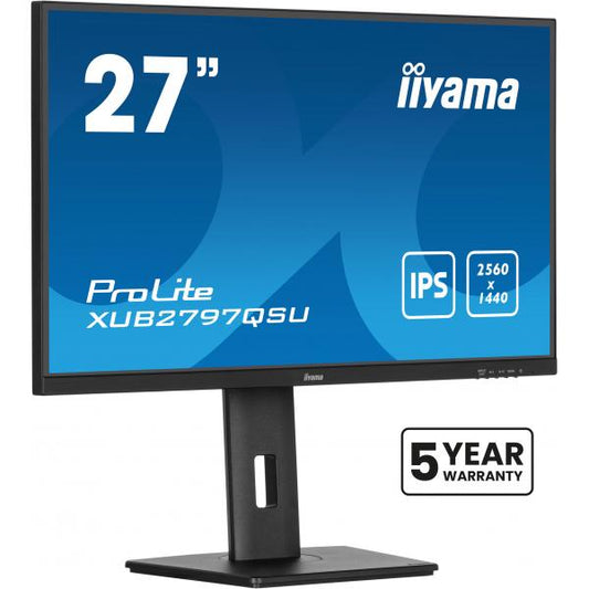 iiyama ProLite XUB2797QSU-B2 Monitor PC 68,6 cm [27] 2560 x 1440 Pixel Quad HD LED Nero (27 ProLite XUB2797QSU-B2 - 27 QHD IPS technology panel with USB hub and 100Hz refresh rate and 150mm he