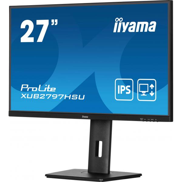 iiyama ProLite XUB2797HSU-B2 Monitor PC 68,6 cm [27] 1920 x 1080 Pixel Full HD LED Nero (27 ProLite XUB2797HSU-B2 Monitor - 27 Black IPS LED Monitor Full HD Height Adjustable DisplayPort HDMI and USB