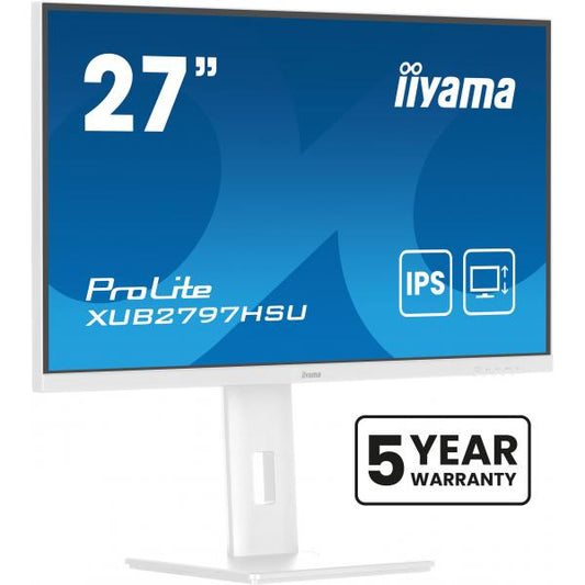 iiyama ProLite XUB2797HSU-W2 Monitor PC 68,6 cm [27] 1920 x 1080 Pixel Full HD LED Bianco (iiyama ProLite XUB2797HSU-W2 - LED monitor - 27 - 1920 x 1080 Full HD [1080p] @ 100 Hz - IPS - 300 cd/m? - 1