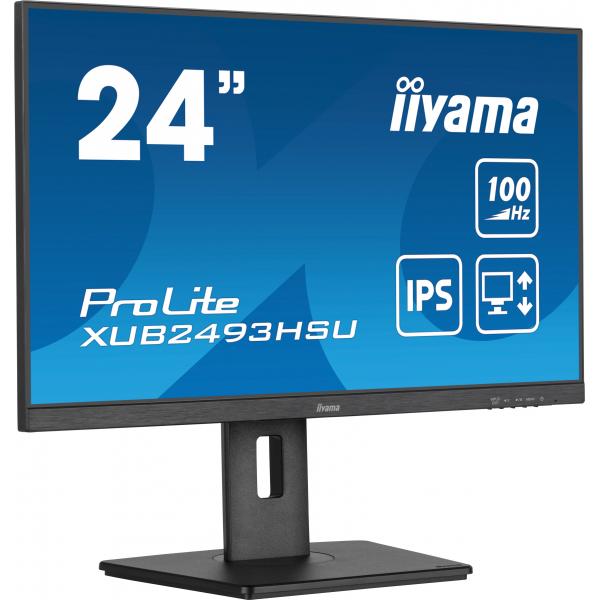 iiyama XUB2493HSU-B7 Monitor PC 60,5 cm [23.8] 1920 x 1080 Pixel Full HD LED Nero (iiyama- 24' IPS technology panel with USB hub and 100Hz refresh)