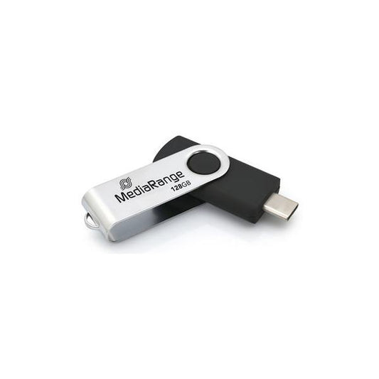 MediaRange MR1954 unit flash USB 128 GB USB tipo-C 3.2 Gen 1 [3.1 Gen 1] Nero, Argento (MediaRange MR1954 USB-n?gle 128 GB USB)
