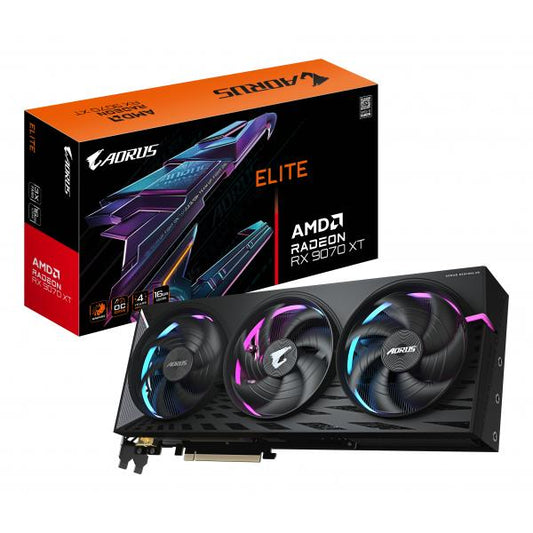 GIGABYTE AORUS Radeon RX 9070 XT ELITE 16G Scheda Grafica - 16 GB GDDR6, 256 bit, PCI-E 5.0, 3100 MHz Frequenza Base, 2 x DisplayPort, 2 x HDMI, GV-R9070XTAORUS E-16GD