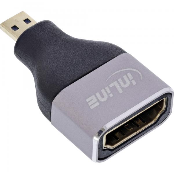 InLine 17991B adattatore per inversione del genere dei cavi HDMI A Micro HDMI D Nero, Grigio