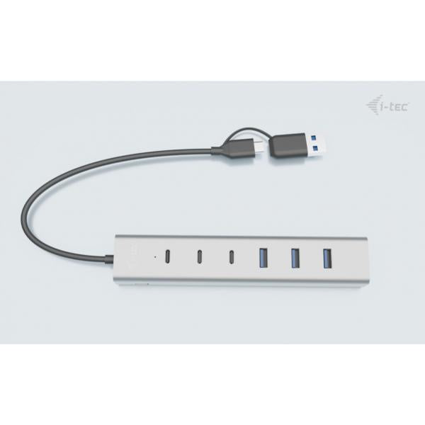 i-tec USB-C/USB-A Charging Metal HUB 7 port (3x USB-C, 4x USB-A)