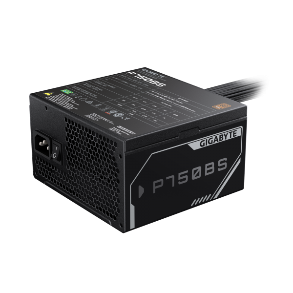 GIGABYTE P750BS Alimentatore - PCIe 5.0, 80 PLUS Bronze, Ventola da 120 mm, Compatibile con ATX, Spina UK. (PSU 750W GP-P750BS 80+B)