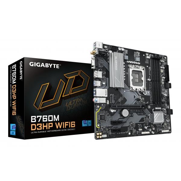 GIGABYTE B760M D3HP WIFI6 Scheda madre - Compatibile con CPU Intel Core di 14 generazione, VRM digitale a 4+1+1 fasi, fino a 5600 MHz DDR5, 2x M.2 PCIe 4.0, Wi-Fi 6, LAN GbE, USB 3.2 Gen 1