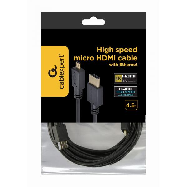 Gembird 4.5m HDMI-M/micro HDMI-M cavo HDMI 4,5 m HDMI tipo A [Standard] HDMI tipo D [Micro] Nero (Gembird HDMI-kabel - 4.5 m)