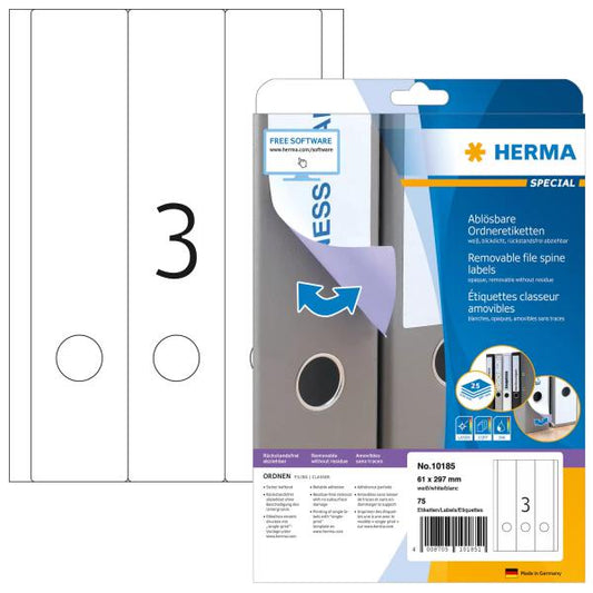 HERMA 10185 etichetta per stampante Bianco Etichetta per stampante autoadesiva (HERMA 10185 print etiket Hvid Selvkl?b)