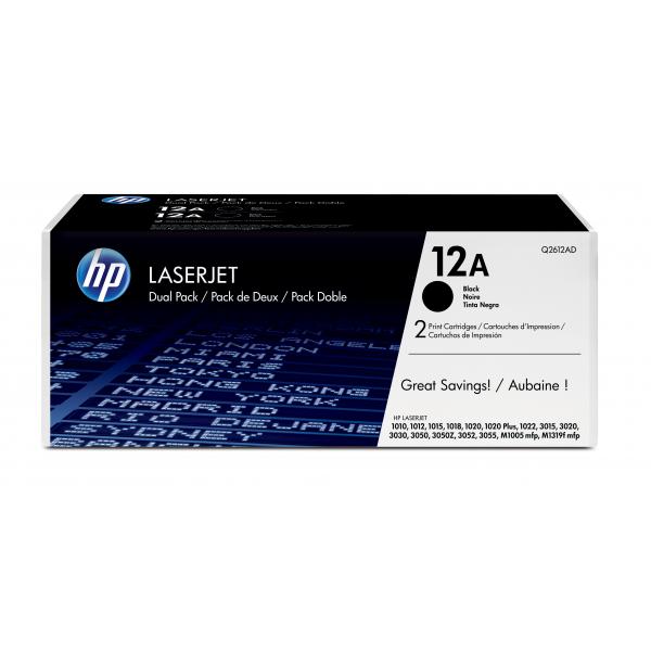 HP 12A 2-pack Black Original LaserJet Toner Cartridges cartuccia toner 2 pz Originale Nero