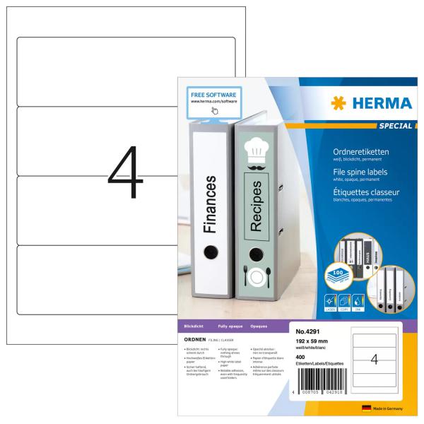 HERMA 4291 etichetta per stampante Bianco Etichetta per stampante autoadesiva (HERMA Special - uigennemsigtige mappem)