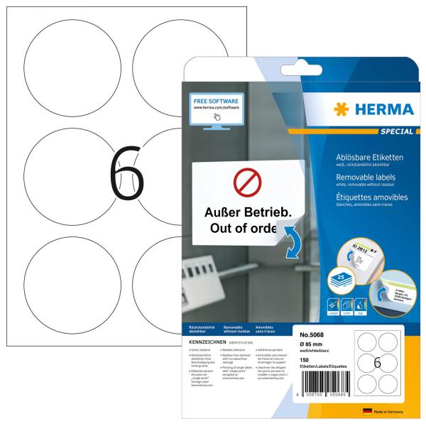 HERMA 5068 etichetta per stampante Bianco Etichetta per stampante autoadesiva (HERMA Special - etiketter - mat - 150)