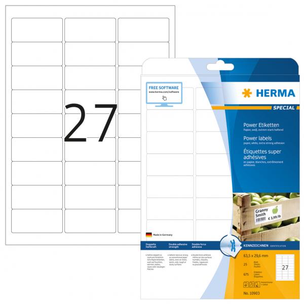 HERMA 10903 etichetta per stampante Bianco Etichetta per stampante autoadesiva (HERMA Special - etiketter - mat - 675)