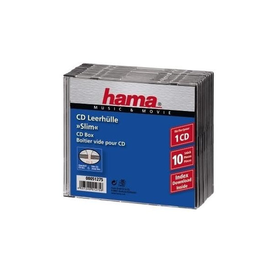 Hama CD Slim Jewel Case, pack 10 1 dischi Trasparente