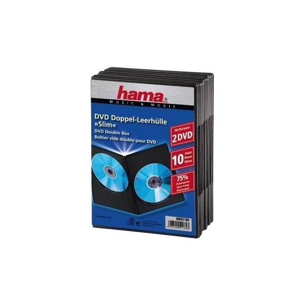 Hama DVD Slim Double-Box 10, Black 2 dischi Nero